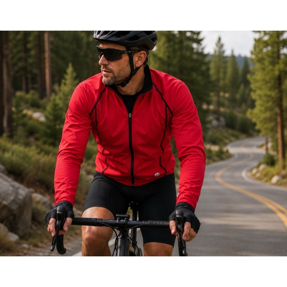Pearl Izumi Cycling Jacket Full Zip Adult Sz L Logo Red Black Bicyclist Bike Y2K